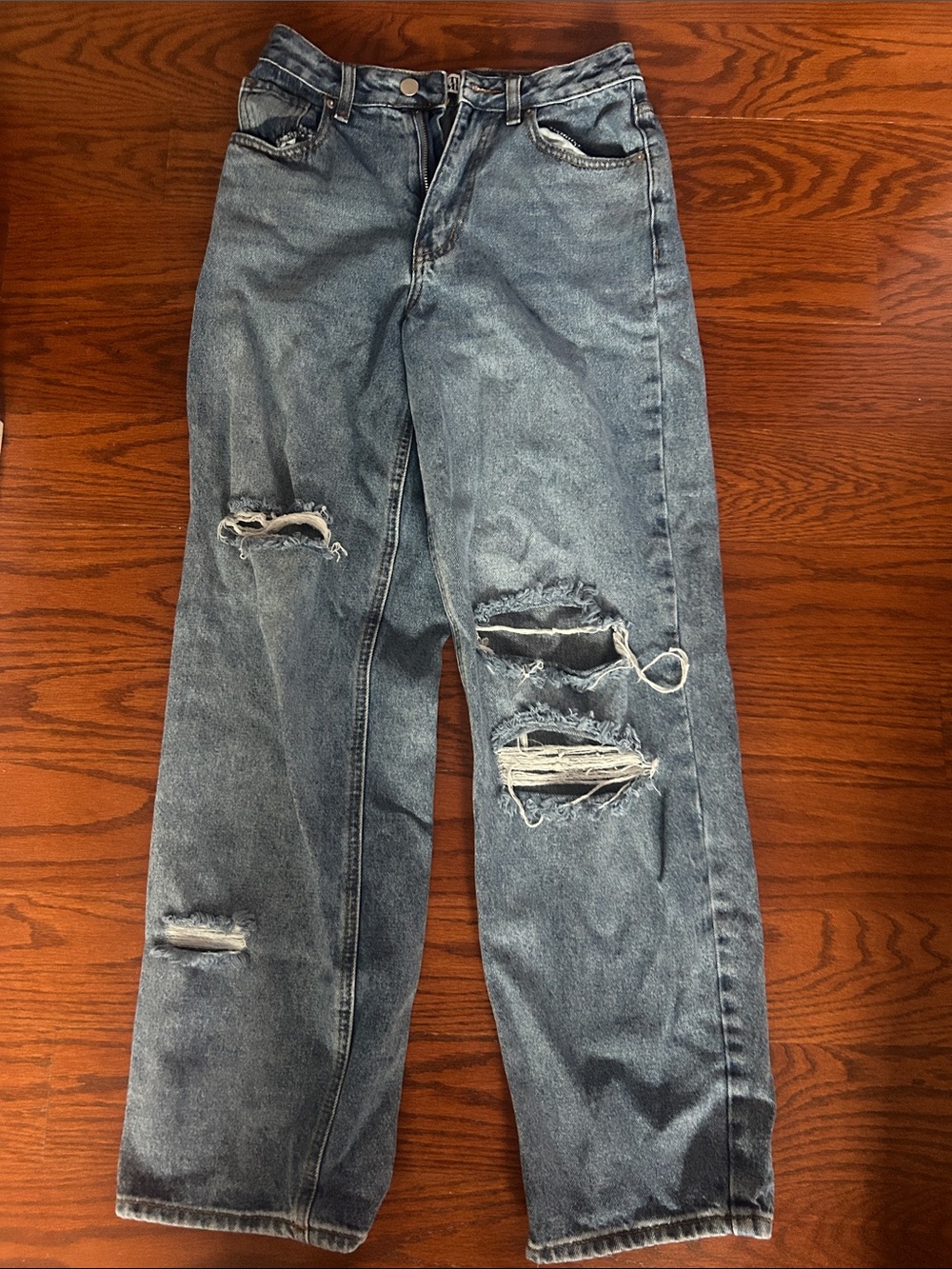 Tiger Mist Distressed Blue Wide-Leg Jeans